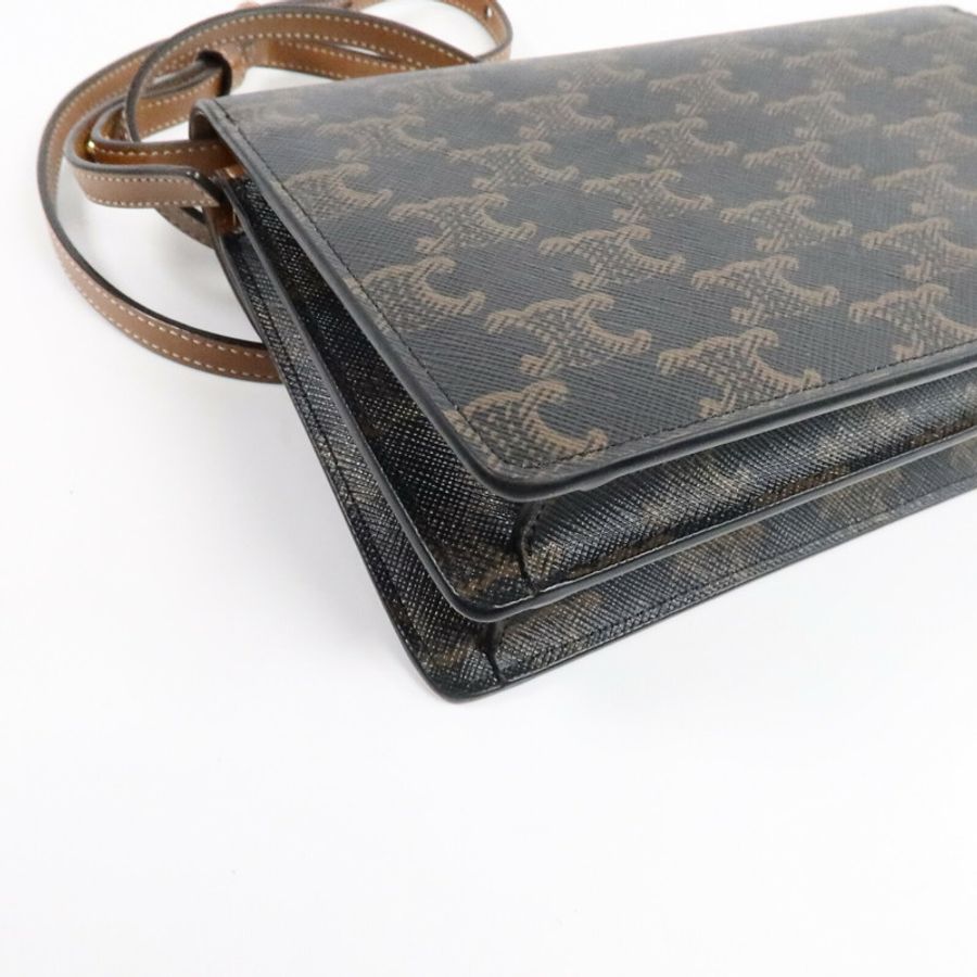 CELINE 塗層帆布Duo Wallet On Strap肩背袋-13