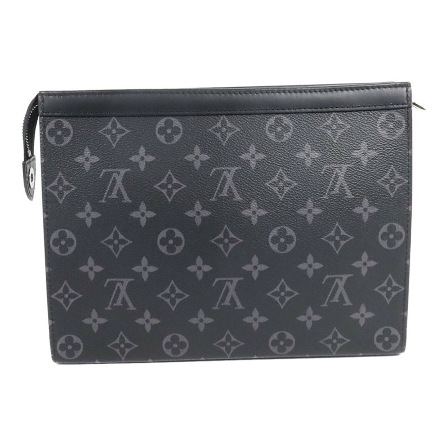 LOUIS VUITTON Monogram Eclipse Pochette Voyage MM銀扣手拿包-1