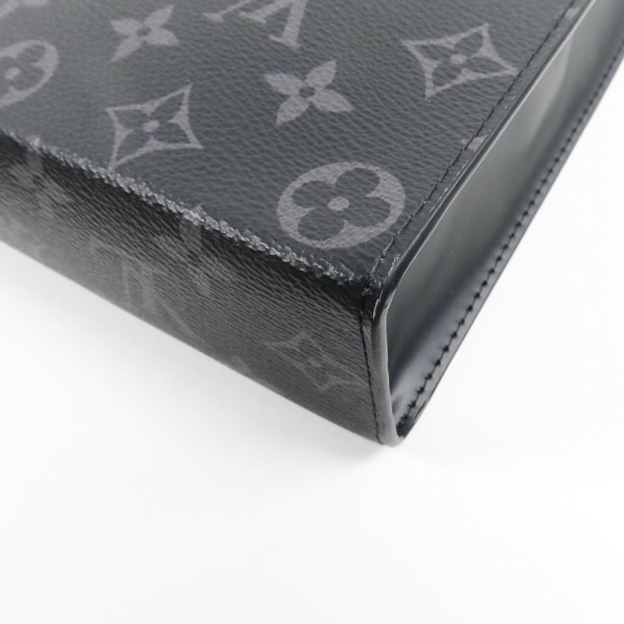 LOUIS VUITTON Monogram Eclipse Pochette Voyage MM銀扣手拿包-10