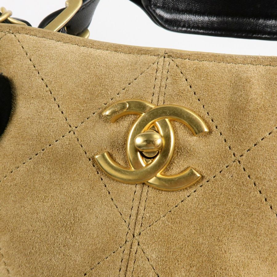 CHANEL 麂皮皮革25A Suede Hobo手挽肩背兩用袋-6