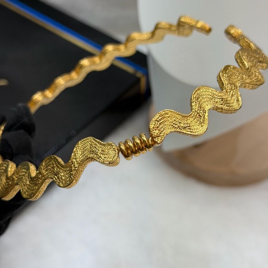 YSL 稀有 中古波浪紋鍍金項圈 I857-3