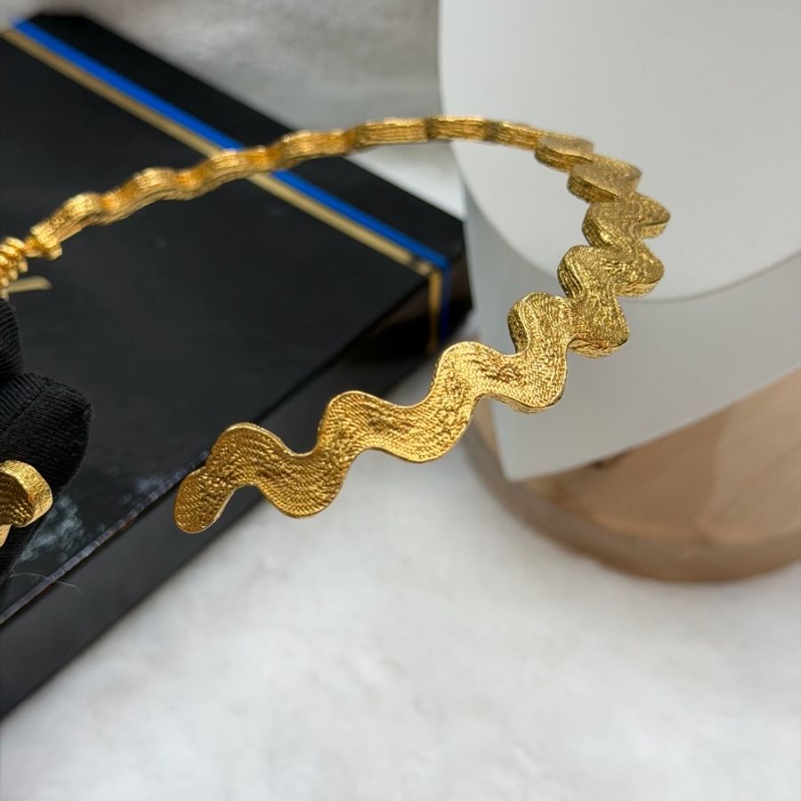 YSL 稀有 中古波浪紋鍍金項圈 I857-6