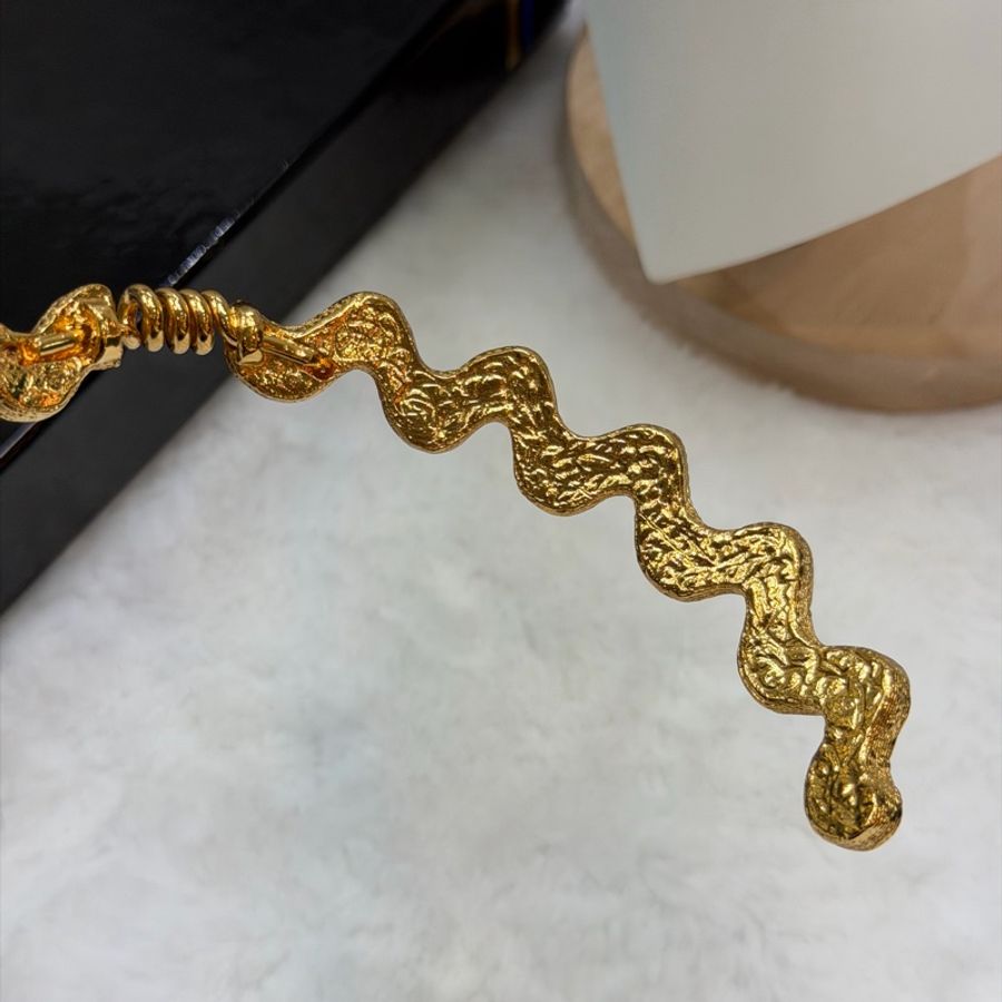 YSL 稀有 中古波浪紋鍍金項圈 I857-7