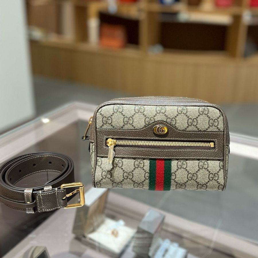 gucci古驰Ophidia系列老花复古腰包腰带-0