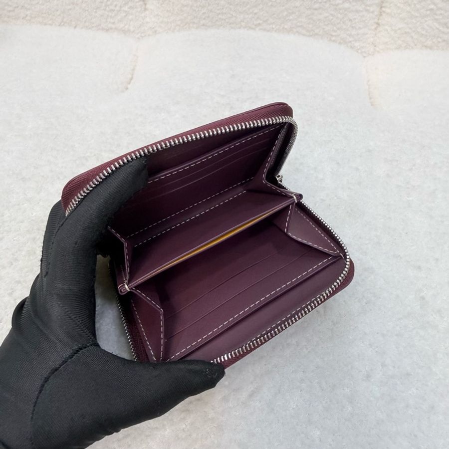 Goyard 酒紅色帆布MATIGNON PMㄇ拉短夾-4