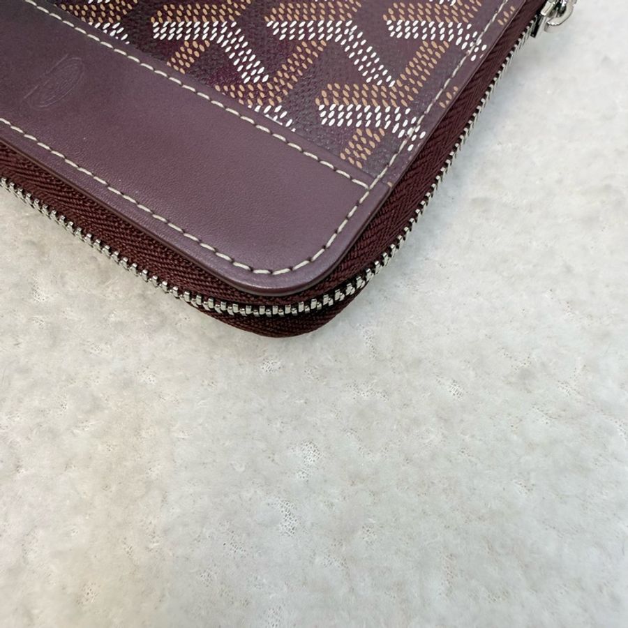 Goyard 酒紅色帆布MATIGNON PMㄇ拉短夾-12