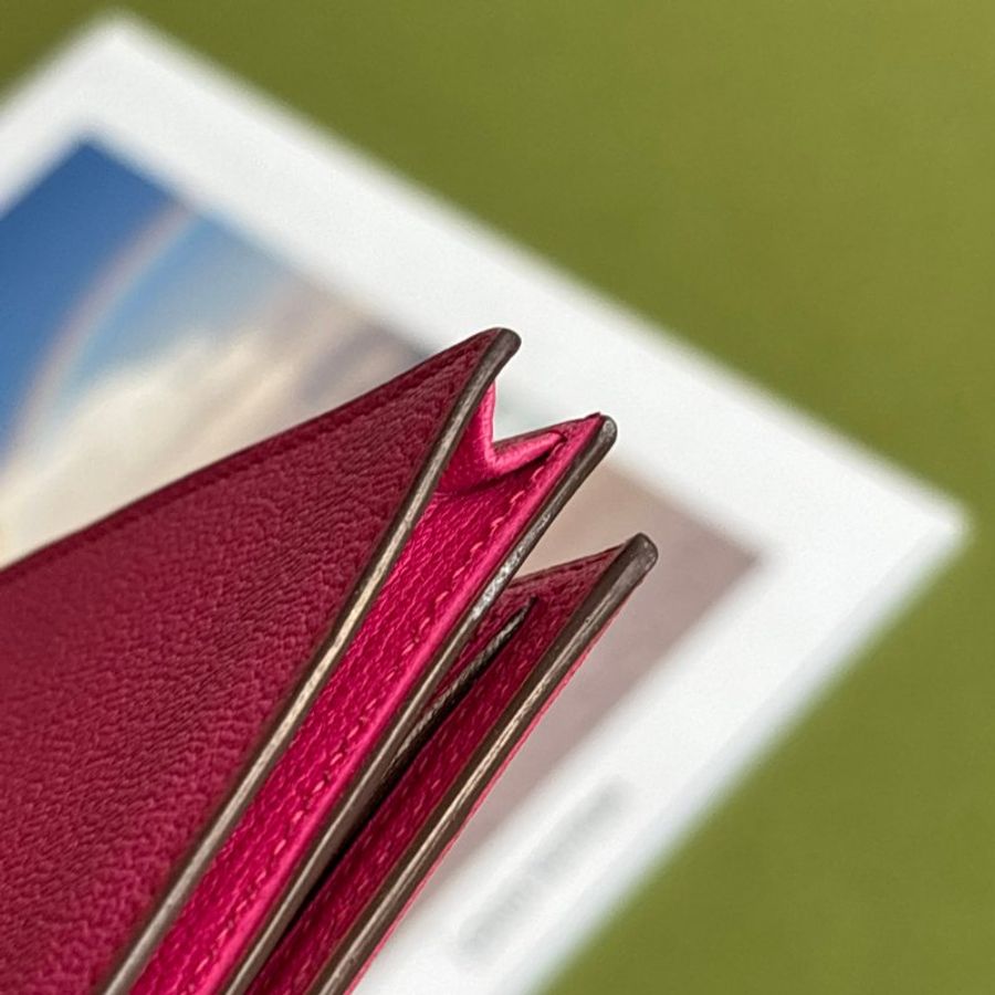 方塊K刻 ::HERMES:: 愛馬仕 Bearn Wallet 桃色皮革H銀釦長夾-18