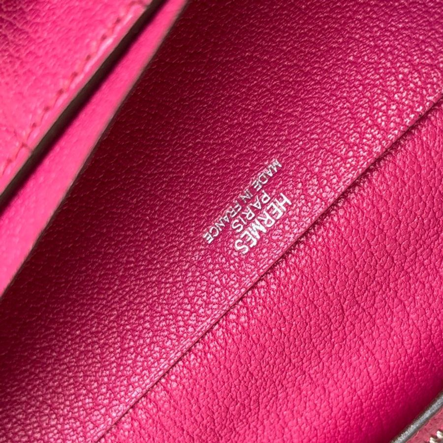 方塊K刻 ::HERMES:: 愛馬仕 Bearn Wallet 桃色皮革H銀釦長夾-30