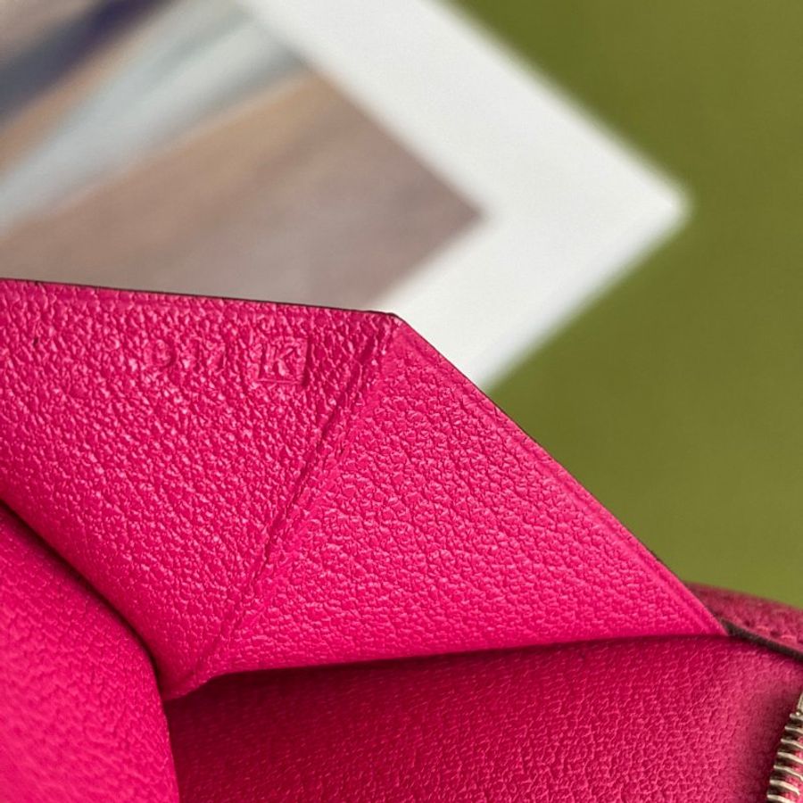 方塊K刻 ::HERMES:: 愛馬仕 Bearn Wallet 桃色皮革H銀釦長夾-32
