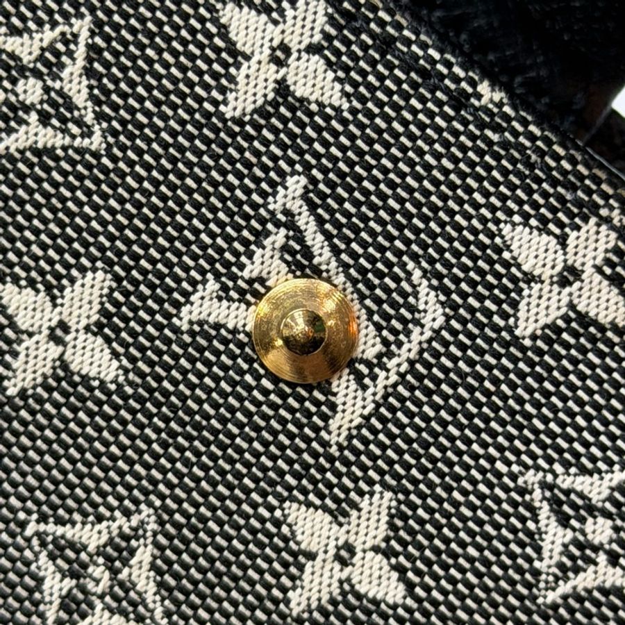LV Mini Lin Agenda PM 黑色白花帆布拼皮手帳本 I876-15