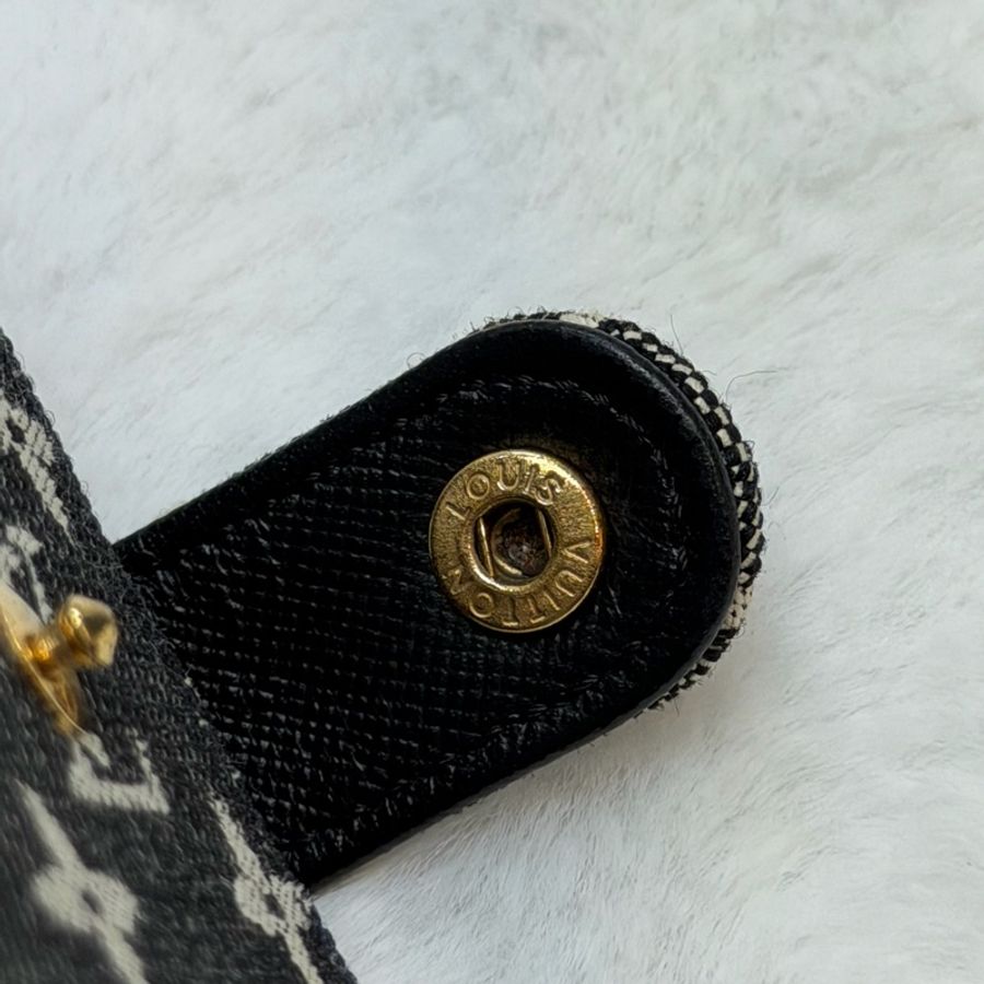 LV Mini Lin Agenda PM 黑色白花帆布拼皮手帳本 I876-16