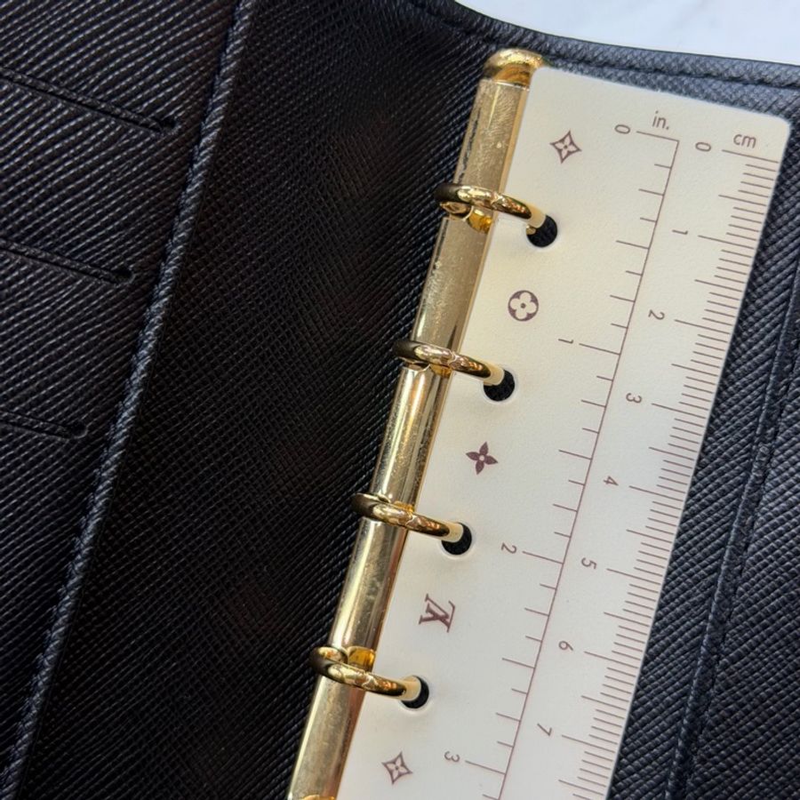 LV Mini Lin Agenda PM 黑色白花帆布拼皮手帳本 I876-18