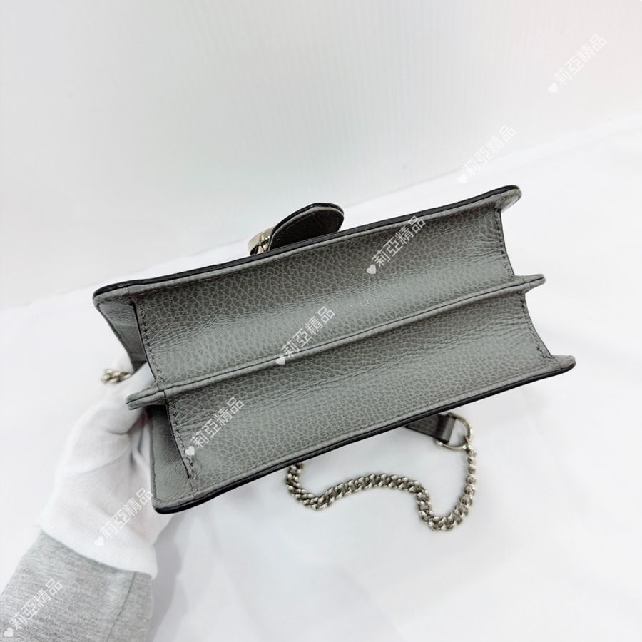 莉亞精品♡ Gucci 風琴郵差包 灰 二手美包-8