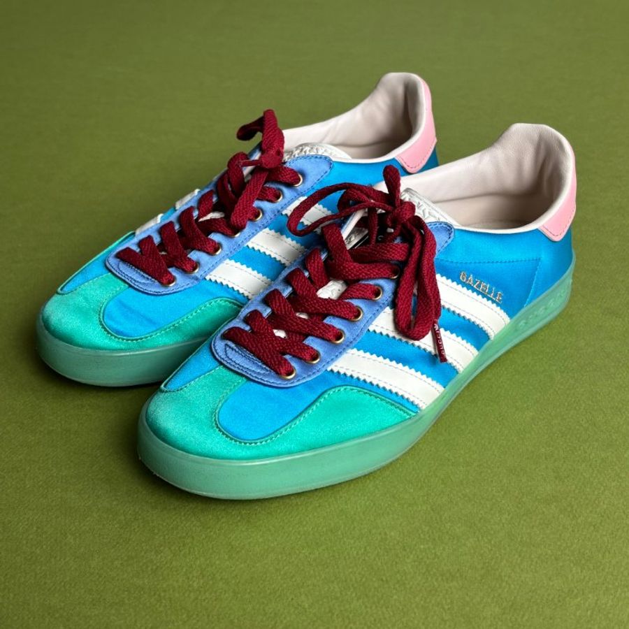 :: adidas x Gucci:: 聯名款 藍綠粉拼紅色鞋帶 多色球鞋 23.5號-0
