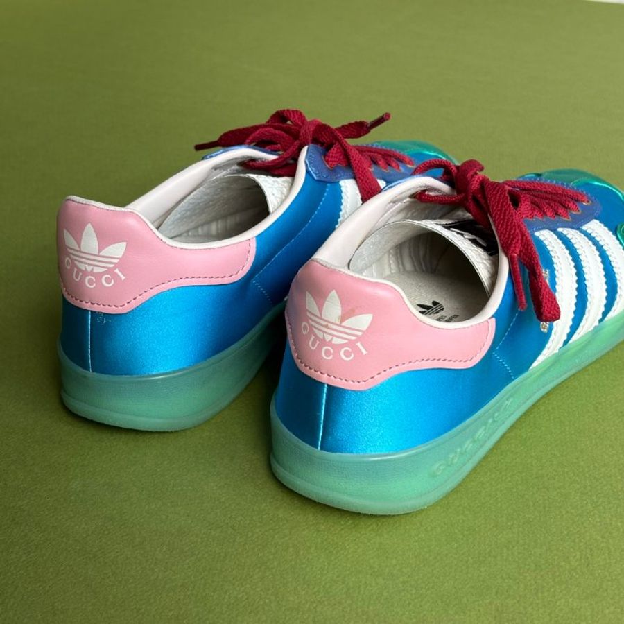 :: adidas x Gucci:: 聯名款 藍綠粉拼紅色鞋帶 多色球鞋 23.5號-3