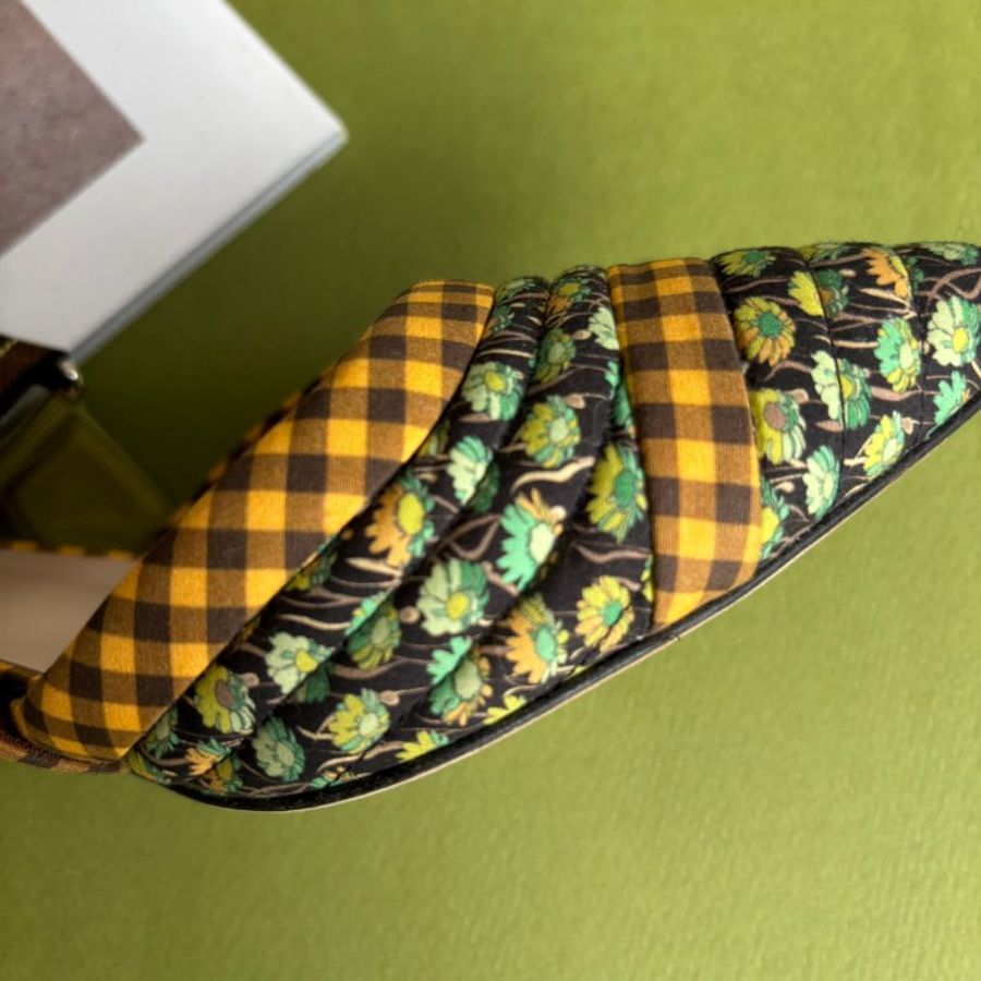 ::Fendi:: 超可愛拼色花朵格紋尖頭跟鞋 38號 Multicolor Fabric Colibri Pointed Toe Slingback Pumps Size 38-13
