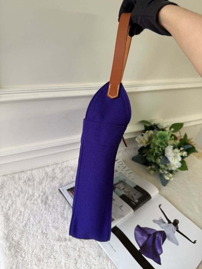 銀釦 帆布 Marwari 27cm 肩背包(夢幻紫)-2