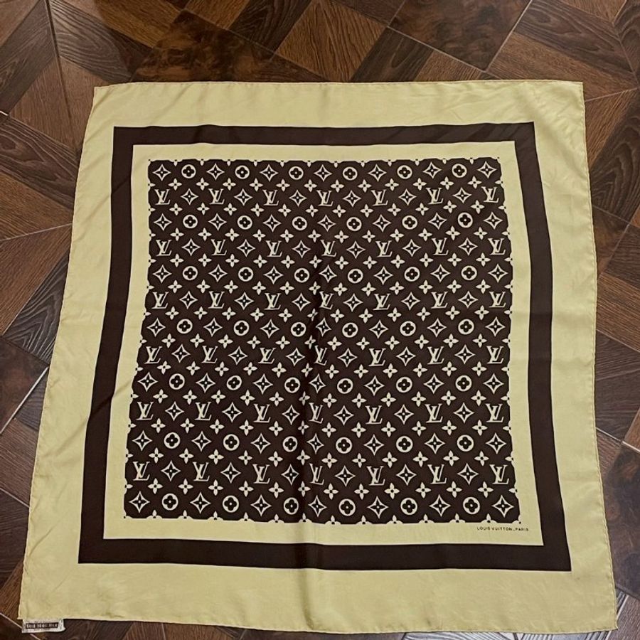 vintage Louis Vuitton 古董LV 路易威登monogram老花印花絲巾法國製-8
