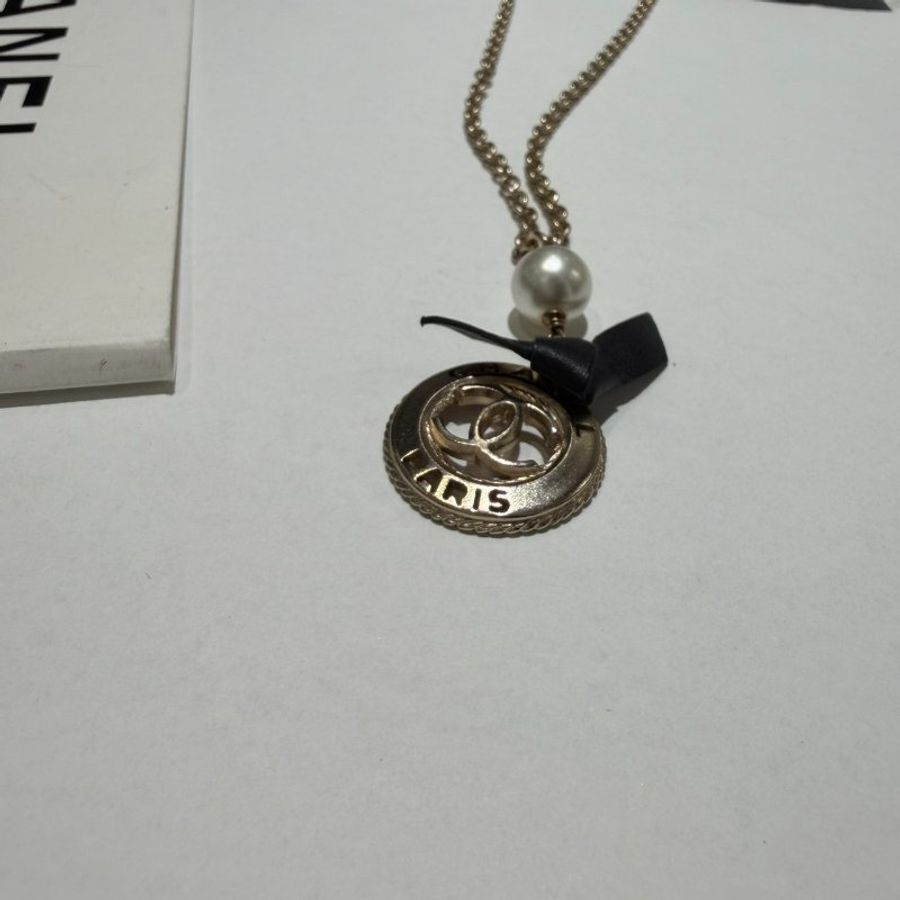 CHANEL 仿舊霧金簍空雙C項鍊-3