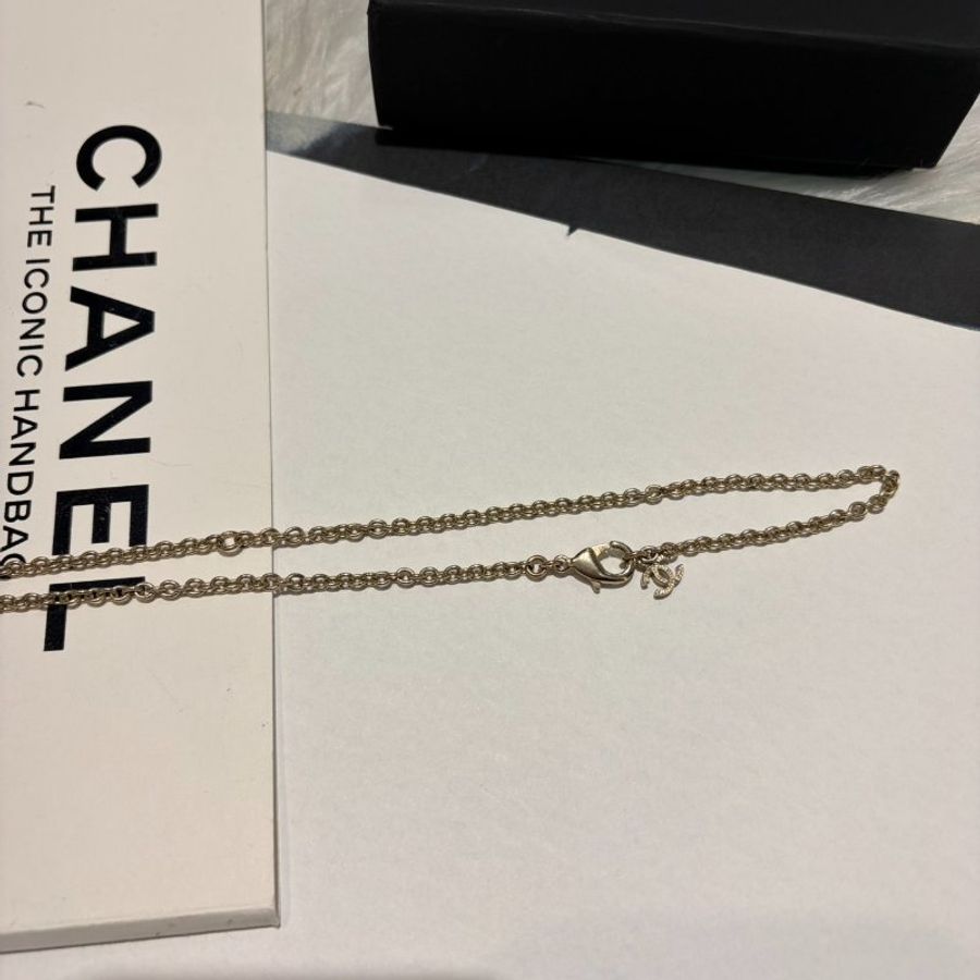 CHANEL 仿舊霧金簍空雙C項鍊-4