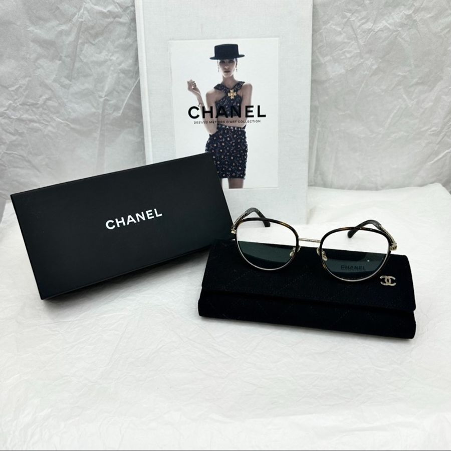 【明星同款🤓全套有盒✨】Chanel c429玳瑁琥珀素顏 平光 近視眼鏡-1