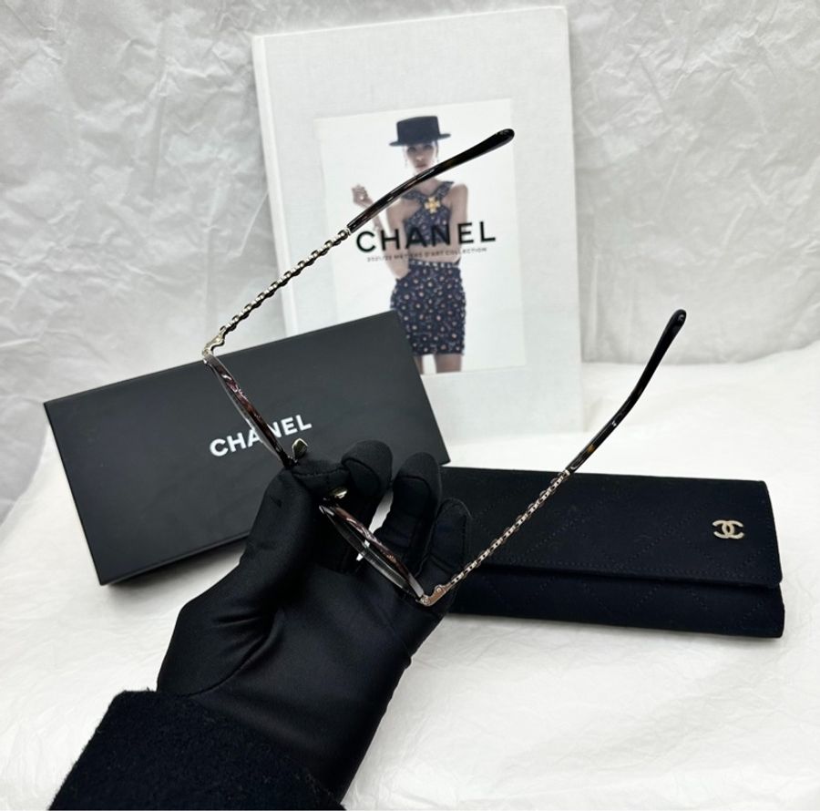 【明星同款🤓全套有盒✨】Chanel c429玳瑁琥珀素顏 平光 近視眼鏡-4