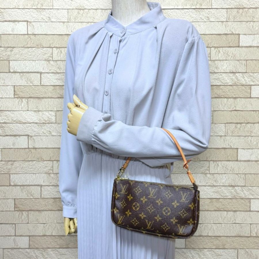 路易威登 Pochette Accessoires Monogram 手提包,帆布材質,M51980,棕色,女士款,LOUIS VUITTON-1