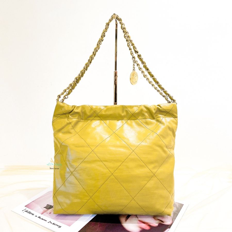 CHANEL 香奈兒 AS3260 22Bag 小號 晶片版 橄欖綠 x 金釦 垃圾袋 側背包 肩背包(限時全網最低價)-3