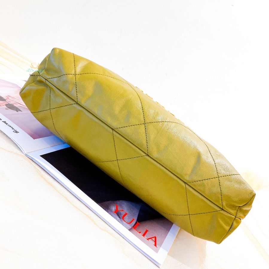 CHANEL 香奈兒 AS3260 22Bag 小號 晶片版 橄欖綠 x 金釦 垃圾袋 側背包 肩背包(限時全網最低價)-5