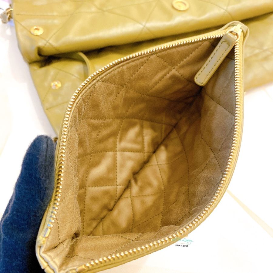 CHANEL 香奈兒 AS3260 22Bag 小號 晶片版 橄欖綠 x 金釦 垃圾袋 側背包 肩背包(限時全網最低價)-14
