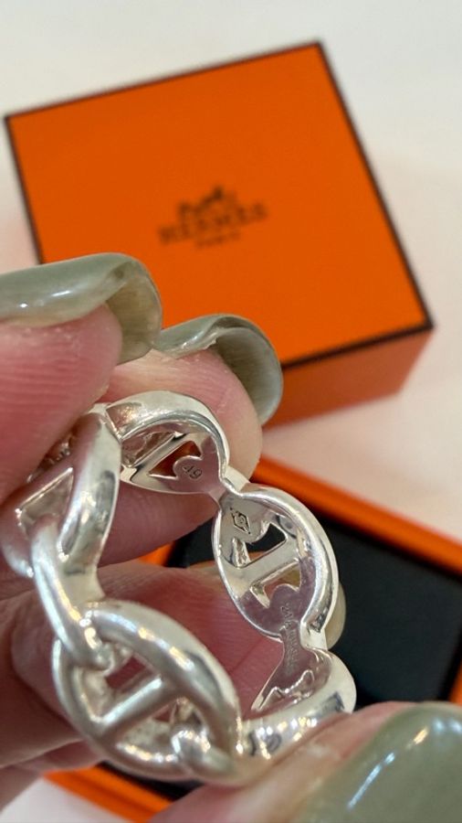 美兔精品 Hermes 925銀豬鼻子戒子 49號-6