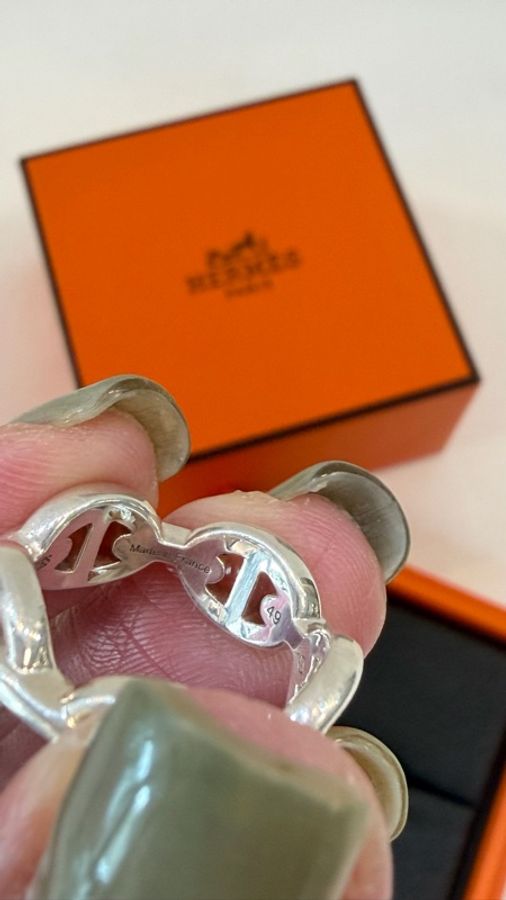美兔精品 Hermes 925銀豬鼻子戒子 49號-12