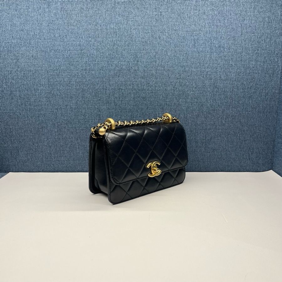 香奈兒CHANEL雙金珠斜挎包,成色98新,芯片款-2