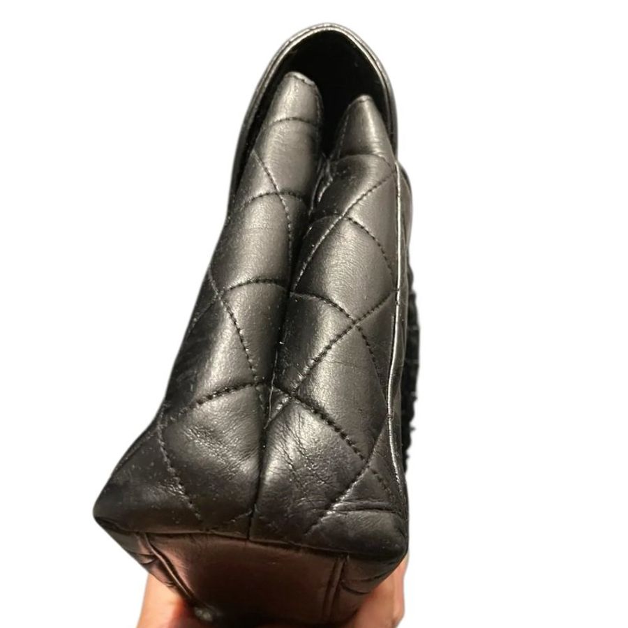 Chanel菱格紋雙C扣 so black 鏈條口蓋包-3