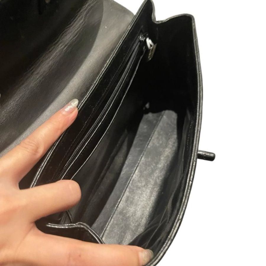 Chanel菱格紋雙C扣 so black 鏈條口蓋包-14