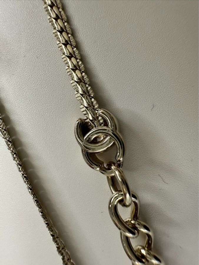 CHANEL| 五花蛇骨項鍊 淡金-7