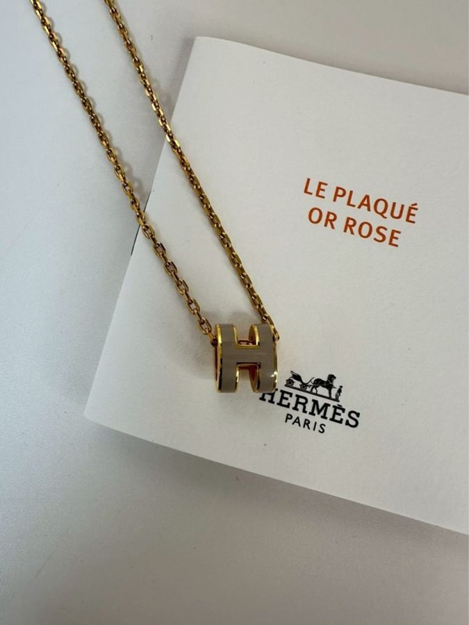 Hermes| Mini POPH 項鍊 奶茶金-0