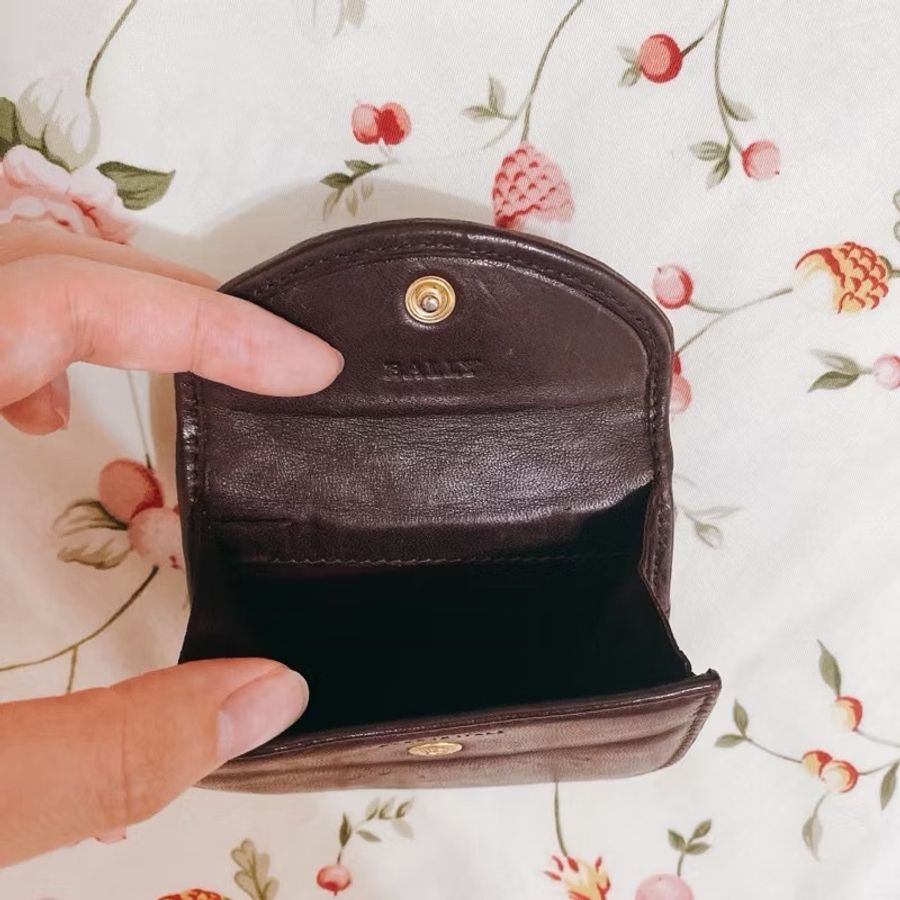 Bally Vintage 酒紅色麂皮編織零錢包Coin Purse / Compact Wallet-2