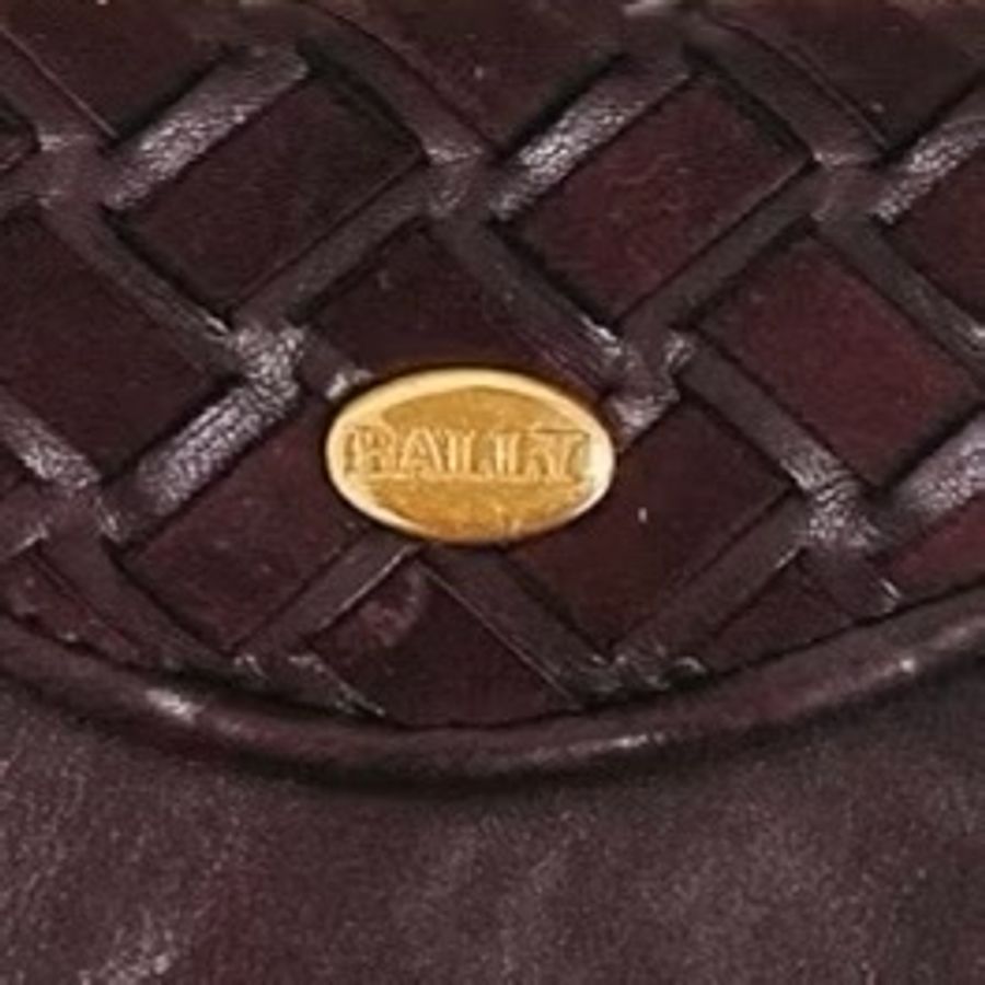 Bally Vintage 酒紅色麂皮編織零錢包Coin Purse / Compact Wallet-4