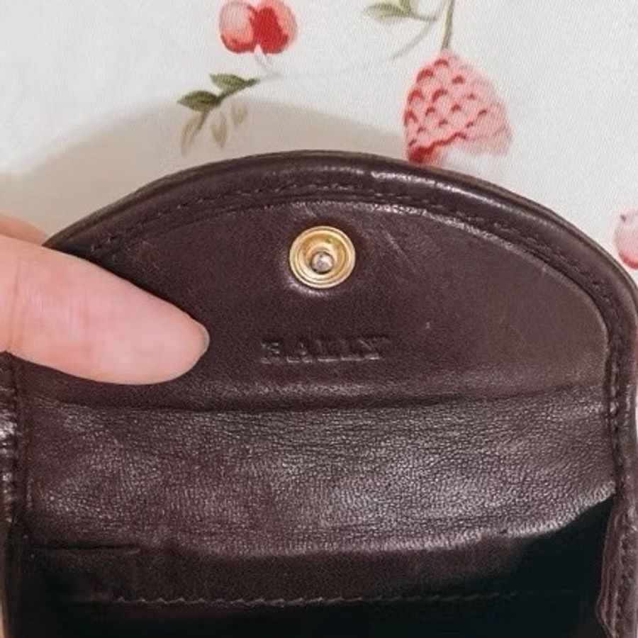 Bally Vintage 酒紅色麂皮編織零錢包Coin Purse / Compact Wallet-9
