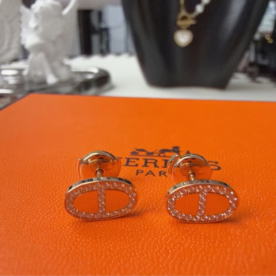 【震撼撿漏價👍🏻全網最便宜💫】Hermes/愛馬仕 鑽石玫瑰金耳環 有48顆真鑽石 原價5萬港幣-1