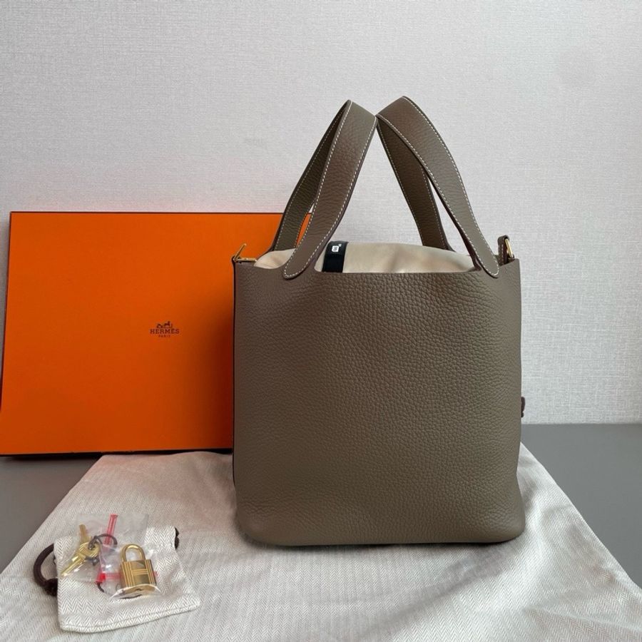 🐎Hermes愛馬仕|大象灰金扣菜籃子 picotin22|98新W刻-4