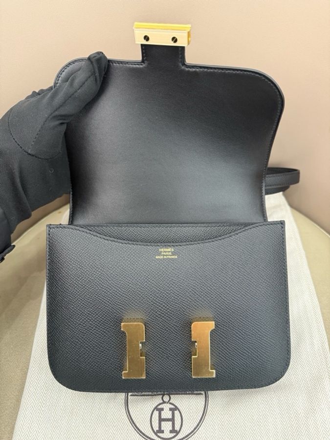 閒置 Hermes 愛馬仕 黑金康康19 ep皮 w刻-5