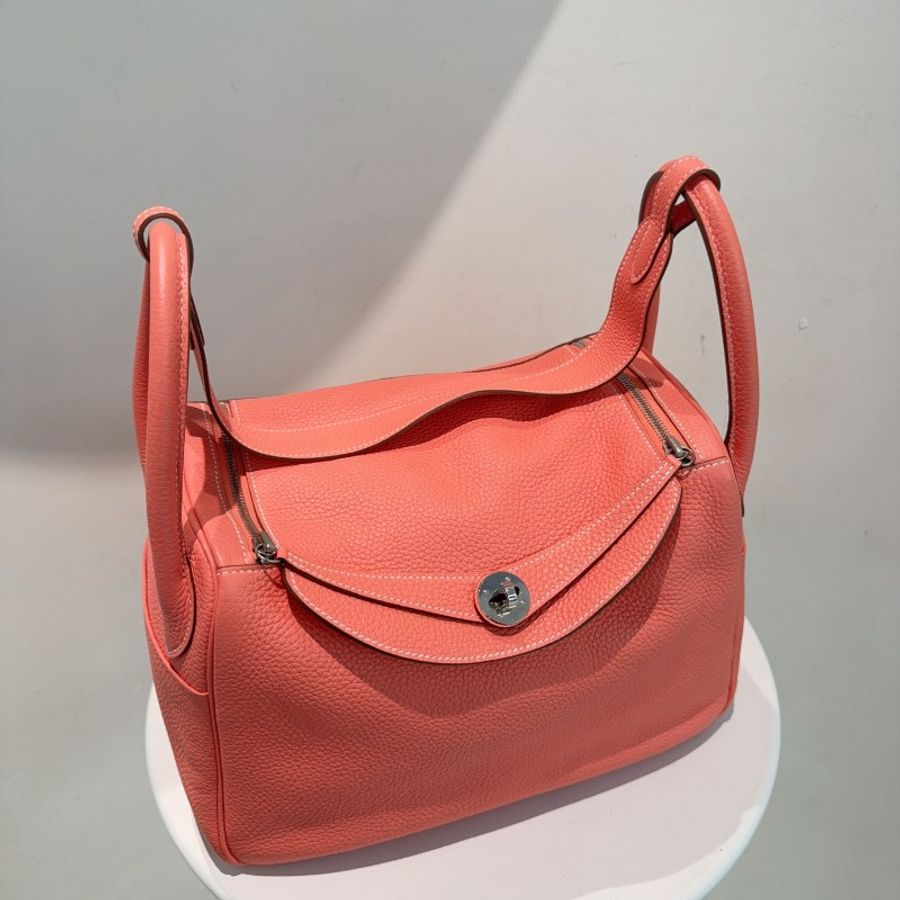 Hermes 愛馬仕Lindy30 龍蝦粉銀扣 框Q刻 TC皮-3
