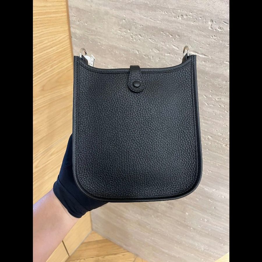 全新❤️Hermes/愛馬仕 黑銀 伊芙琳迷你 evelyne mini-3