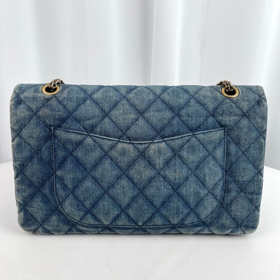 Chanel • 經典2.55丹寧牛仔金釦翻蓋鏈條包 🈶卡-6