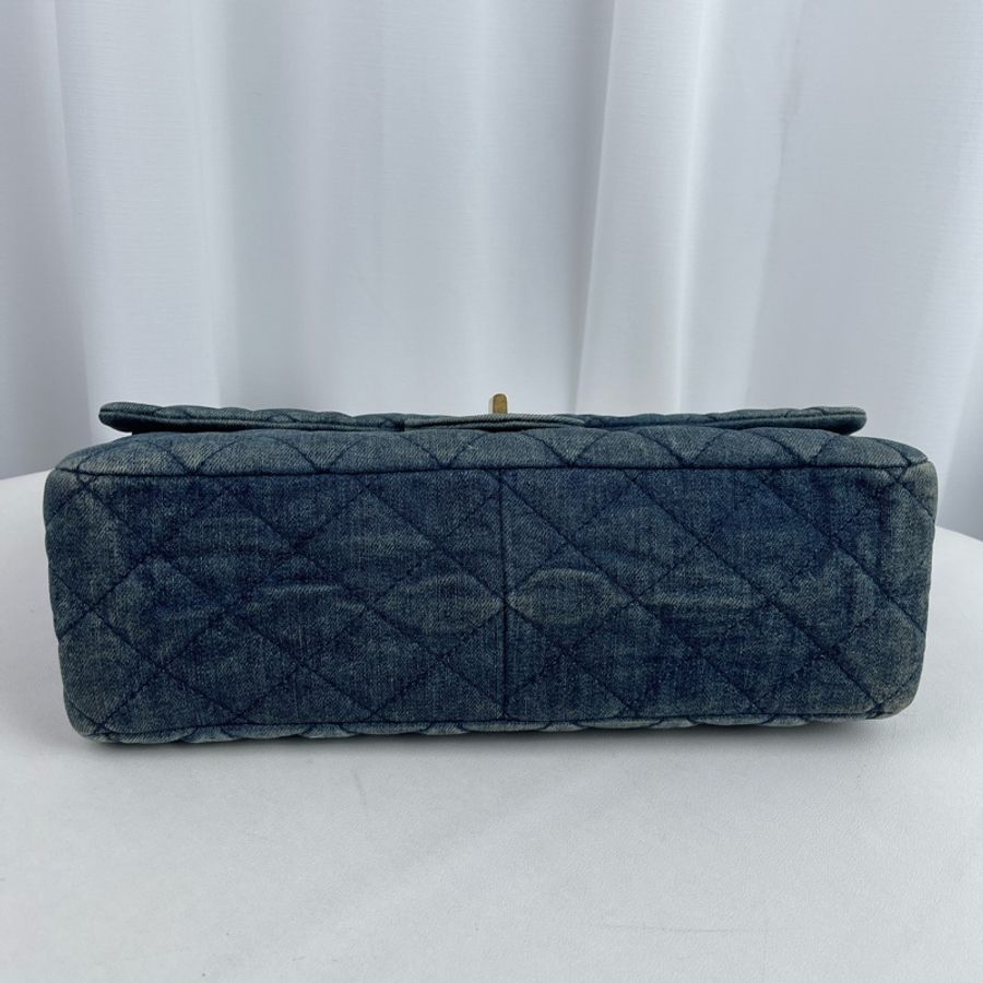 Chanel • 經典2.55丹寧牛仔金釦翻蓋鏈條包 🈶卡-7