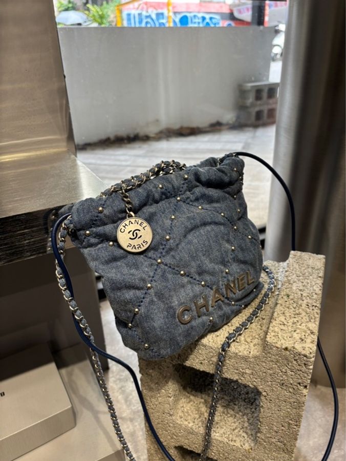 Chanel 22 Bag Mini 牛仔珍珠 垃圾袋 迷你 |Classic Trend CT精品|台北東區實體-0