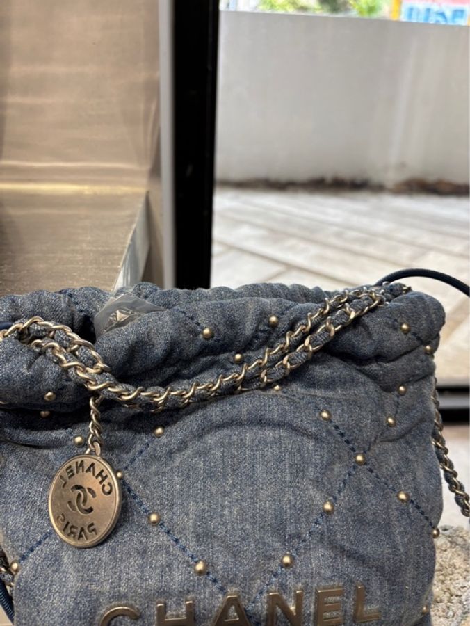 Chanel 22 Bag Mini 牛仔珍珠 垃圾袋 迷你 |Classic Trend CT精品|台北東區實體-3