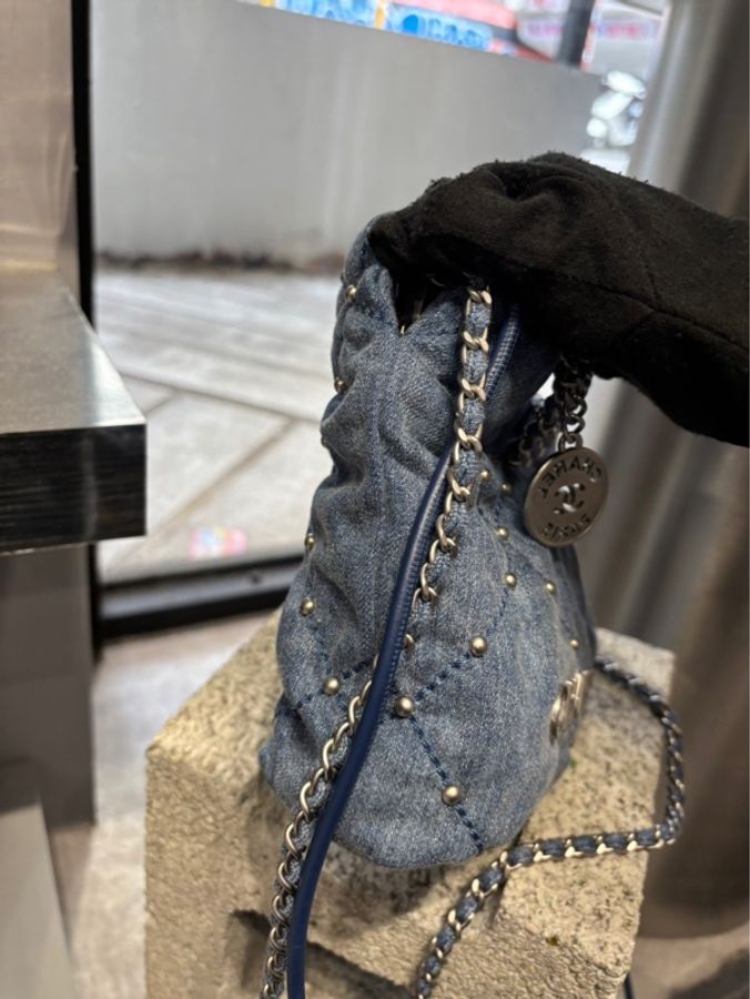 Chanel 22 Bag Mini 牛仔珍珠 垃圾袋 迷你 |Classic Trend CT精品|台北東區實體-4